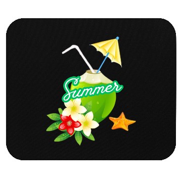 Discover Tropical Summer Coconut with Flowers Mouse Pads