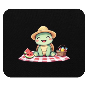 Discover Whimsical Picnic Turtle Illustration Mouse Pads