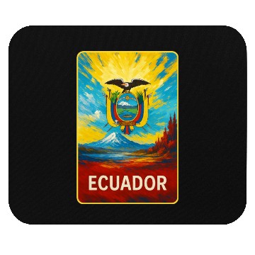 Discover Ecuador - Colorful Emblem Mouse Pads
