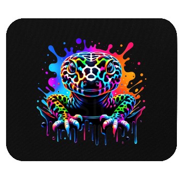 Discover Neon Psychedelic Lizard Illustration Mouse Pads