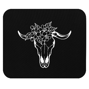 Discover Floral Bull Skull Tattoo Design Mouse Pads