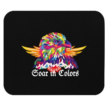 Discover Soar in colours -vibrant eagle head design  Mouse Pads