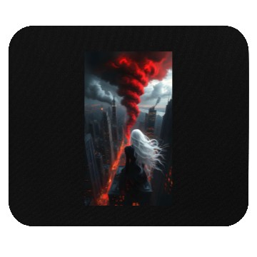 Discover Apocalyptic Angel Over Burning City Mouse Pads