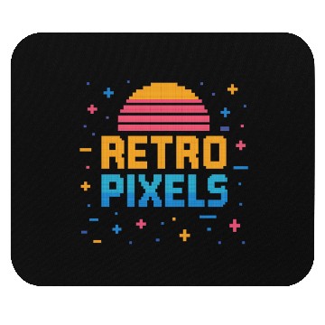 Discover Retro Pixels – Neon 8-Bit Sunset Vibes Mouse Pads