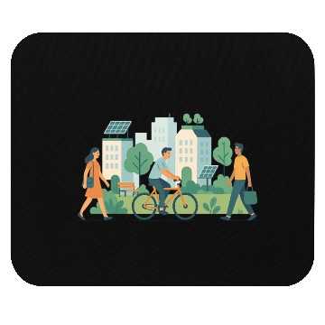 Discover Eco-Friendly Urban Cycling Scene Mouse Pads