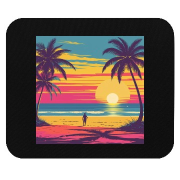 Discover Tropical Sunset Beach Scene Mouse Pads
