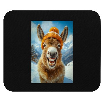 Discover Smiling Donkey in Winter Hat Mouse Pads