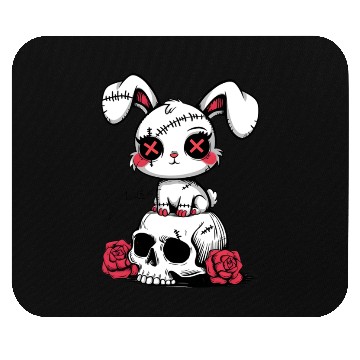 Discover Gothic Bunny on Skull – Cute but Deadly Mouse Pads