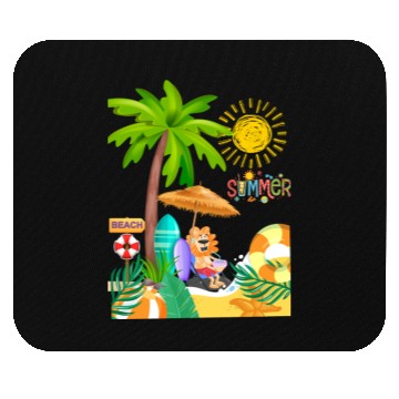 Discover Vibrant Summer Beach Scene Illustration Mouse Pads