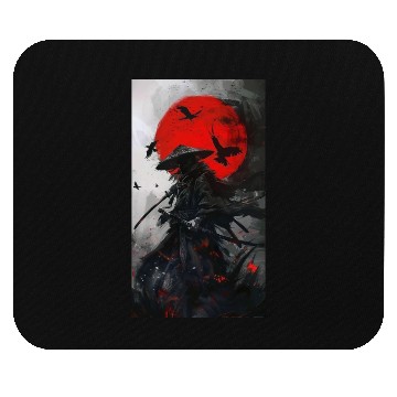 Discover Dark Samurai with Crimson Moon Mouse Pads