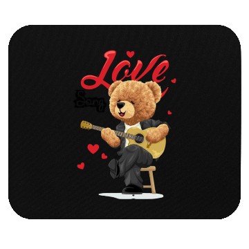 Discover Cute Bear Love Guitar Illustration Mouse Pads