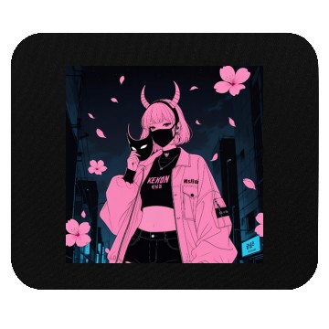 Discover Neon Sakura Night Streetwear Design Mouse Pads