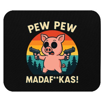 Discover Pew Pew Pig with Guns Mouse Pads