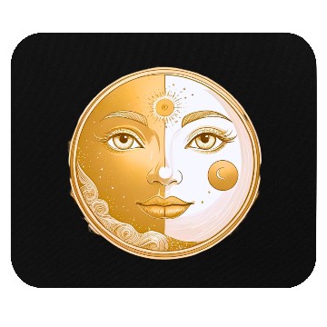 Discover Celestial  Lunar Sun Face Art Mouse Pads