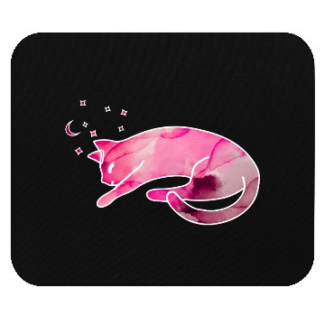 Discover Watercolor Sleeping Cat with Moon Stars Mouse Pads
