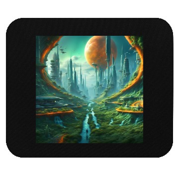 Discover Futuristic Urban Landscape with Alien Sky Mouse Pads