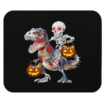 Discover Skeleton Riding Zombie Dinosaur T rex Halloween Mouse Pads