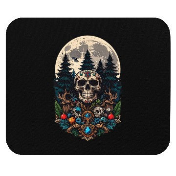 Discover Skull & Forest Moon Design - Gothic Nature Artwork Mouse Pads