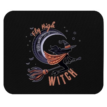 Discover Halloween-Witch-On-Broom–Zentangle-3D-Paper-Design Mouse Pads