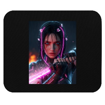 Discover Cyberpunk Samurai Girl Mouse Pads
