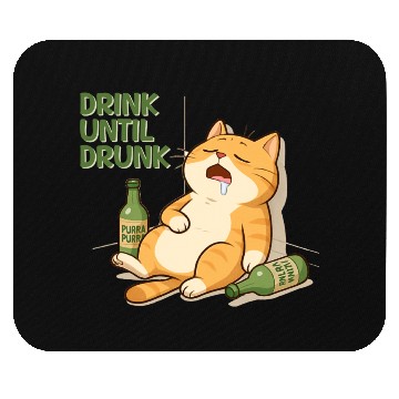 Discover Humorous Cat Drinking Alcohol Meme Design Mouse Pads