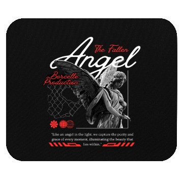 Discover Serene Angel Statue with Dark Wings Mouse Pads