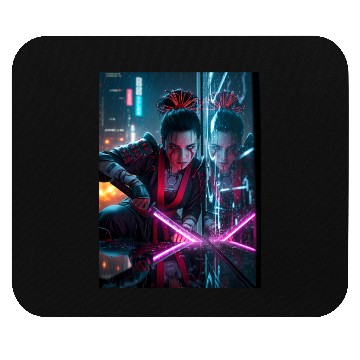 Discover Cyberpunk Samurai Girl Mouse Pads