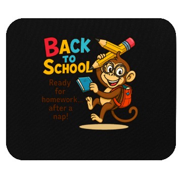 Discover Cute Monkey Holding Pencil, Ready for School Fun Mouse Pads