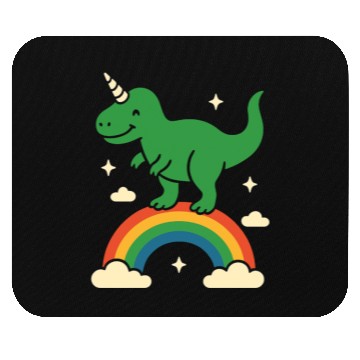 Discover Whimsical Dinosaur with Rainbow Arch Mouse Pads