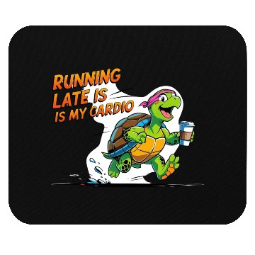 Discover Turtle Running Late with Coffee Mouse Pads