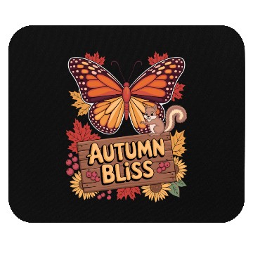 Discover Autumn Bliss Butterfly Squirrel Leaves Fall Vibes Mouse Pads