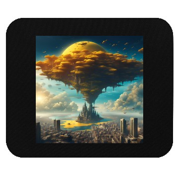 Discover Sci-Fi Alien City: Floating Planet Twilight Scene Mouse Pads