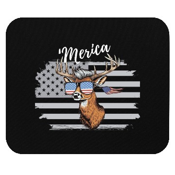 Discover 'Merica Deer with mullet American Flag Sunglasses Mouse Pads