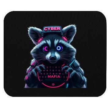 Discover Cyber Raccoon with Neon Mafia Theme Mouse Pads