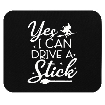 Discover Whimsical Witch Riding Stick Figure Design Mouse Pads