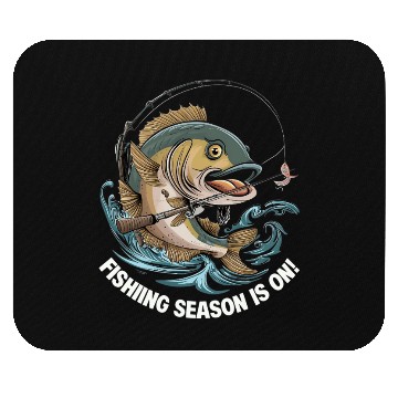 Discover Fishing Fish with Hook and Water Splash Mouse Pads