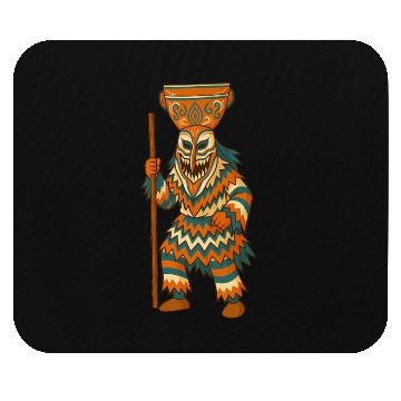 Discover Tribal Masked Warrior Illustration Mouse Pads