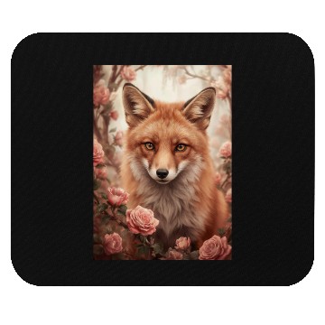 Discover Red Fox Among Roses Mouse Pads