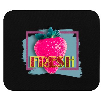 Discover Vibrant Strawberry with Fresh Neon Sign Mouse Pads
