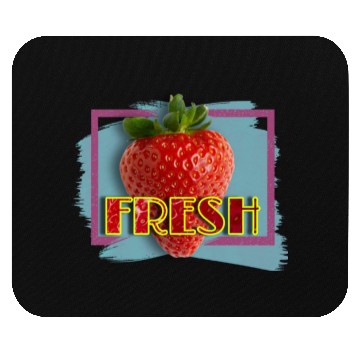 Discover Vivid Strawberry with Fresh Text Mouse Pads