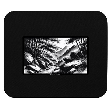 Discover Serene Mountain Forest Ink Illustration Mouse Pads