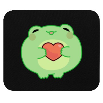 Discover Green Frog Holds a Heart Sticker Mouse Pads