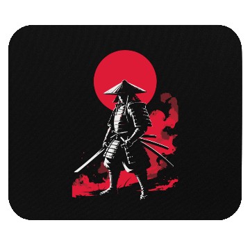 Discover Samurai Warrior with Red Sun Backdrop Mouse Pads
