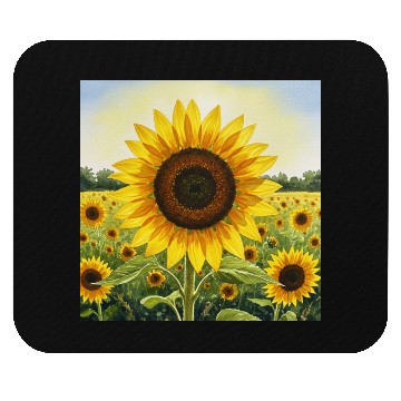 Discover Vibrant Sunflower Field Illustration Mouse Pads