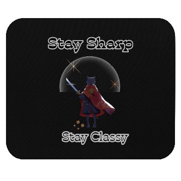 Discover Elegant Cat Warrior with Sword Illustration Mouse Pads