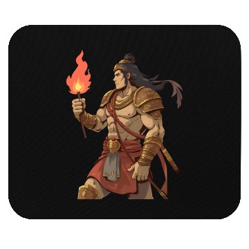 Discover Heroic Warrior with Torch Mouse Pads