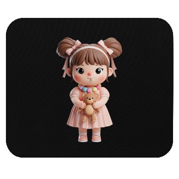 Discover Sweet Candy Girl with Teddy Bear Mouse Pads