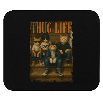 Discover Thug Life Cats Funny Gangsta Street Style Mouse Pads