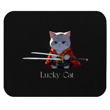 Discover Mythic Warrior Cat with Swords Mouse Pads