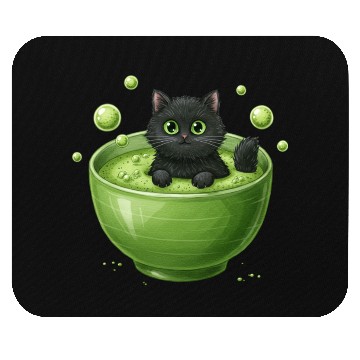Discover Black Cat in Green Tea Bubble Bath Mouse Pads